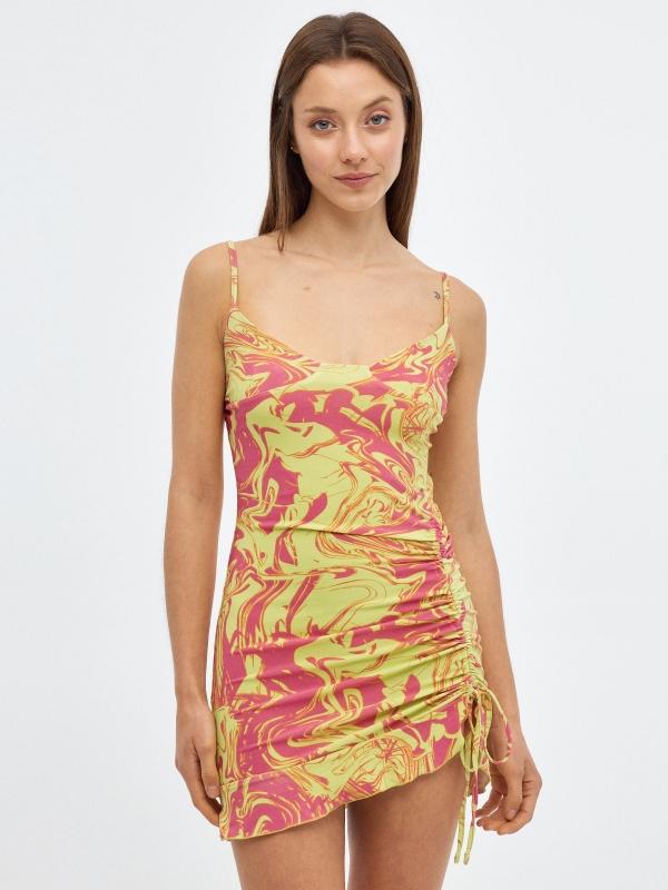 In Side Vestido Mini Print Wave
