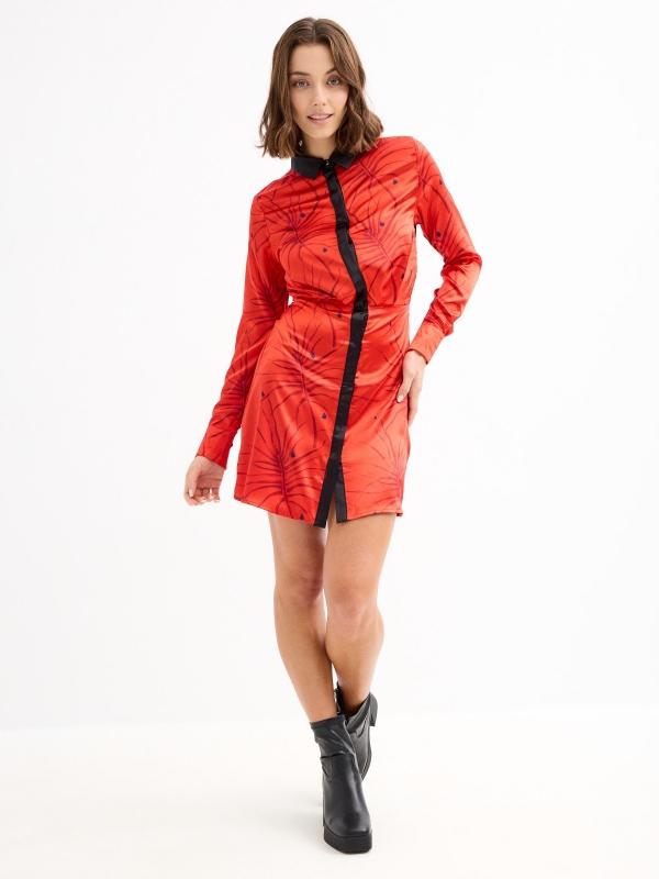 In Side Vestido Mini Satinado De Flores