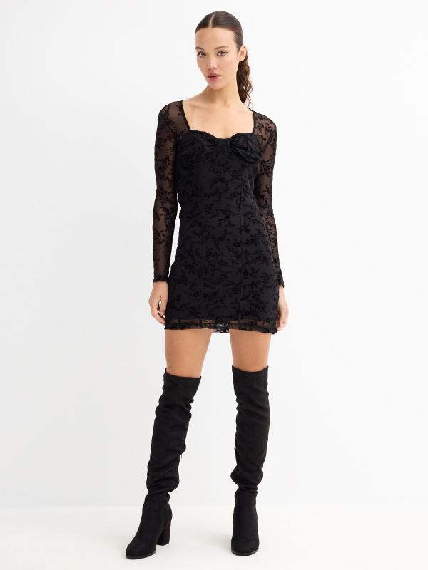 In Side Vestido Mini Terciopelo Corsé