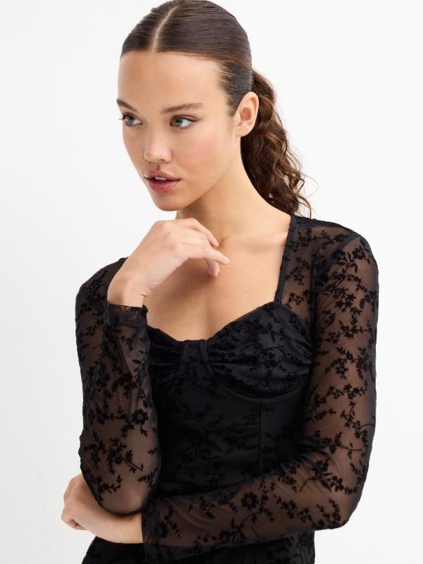 In Side Vestido Mini Terciopelo Corsé