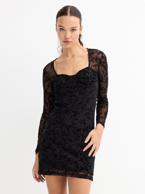 In side Vestido mini terciopelo corsé