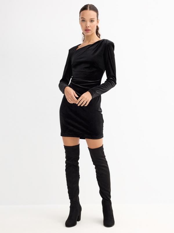 In Side Vestido Mini Terciopelo Drapeado