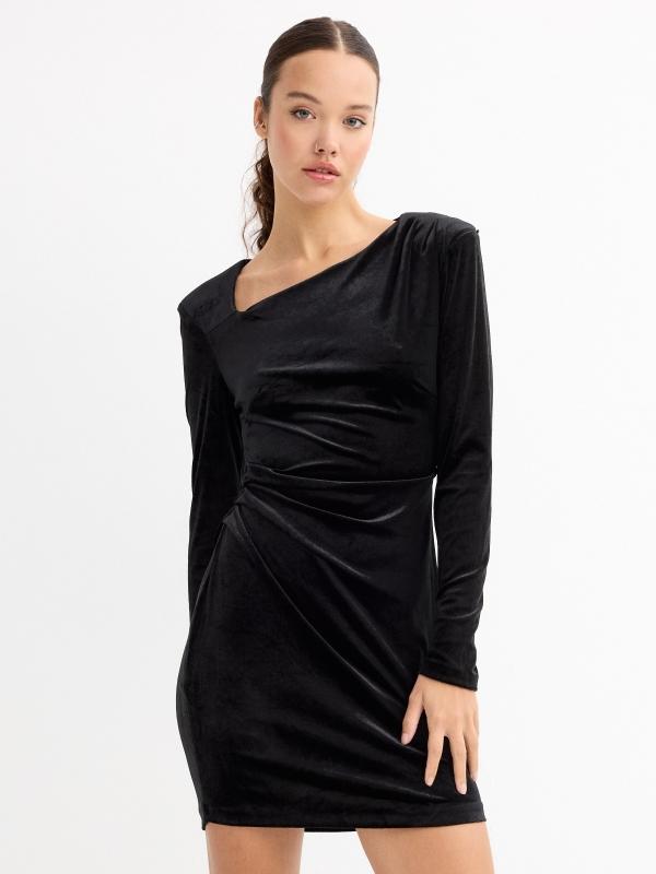 In Side Vestido Mini Terciopelo Drapeado