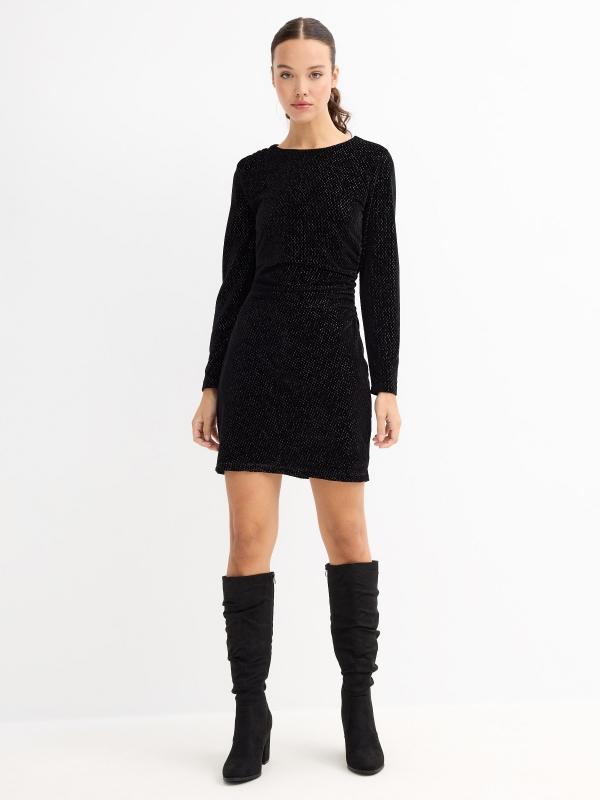 In Side Vestido Mini Terciopelo Frunce