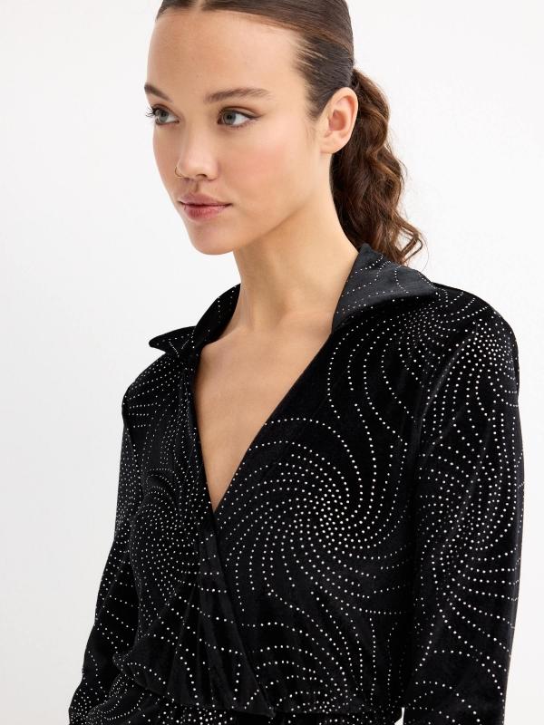 In Side Vestido Mini Terciopelo Y Strass