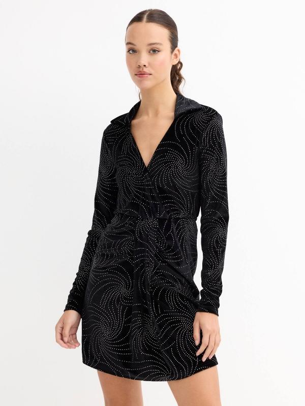 In side Vestido mini terciopelo y strass