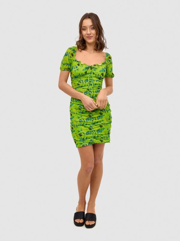 In Side Vestido Mini Tul Estampado Total