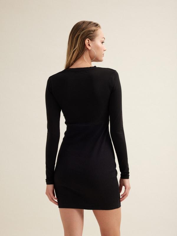 In Side Vestido Negro Combinado