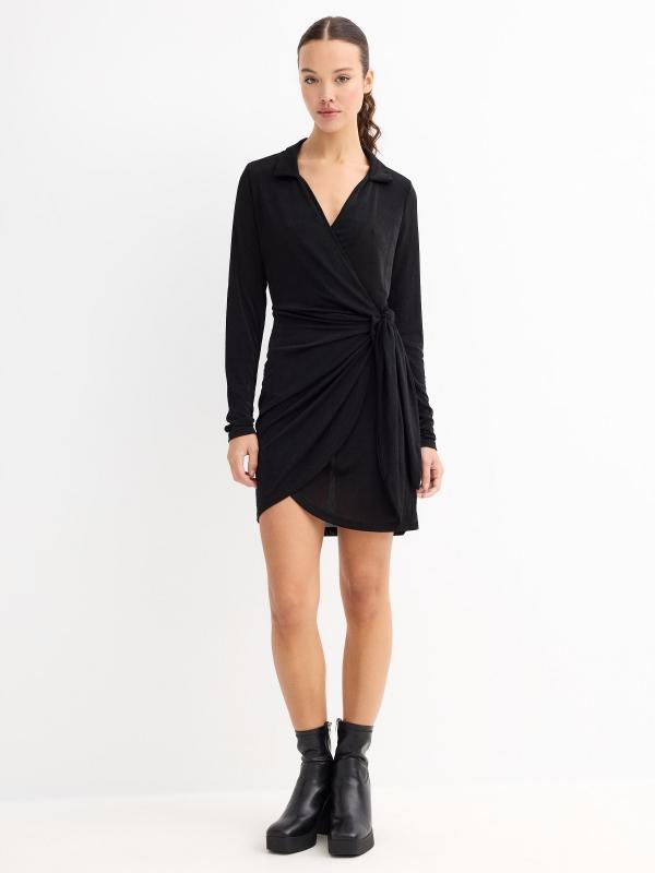 In Side Vestido Satinado Drapeado