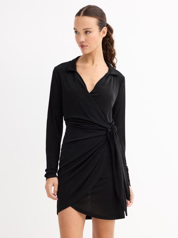 In Side Vestido Satinado Drapeado