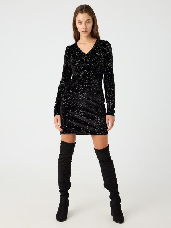 In Side Vestido Terciopelo Brillos