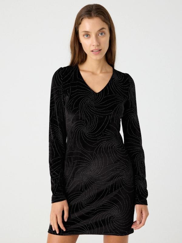 In side Vestido terciopelo brillos