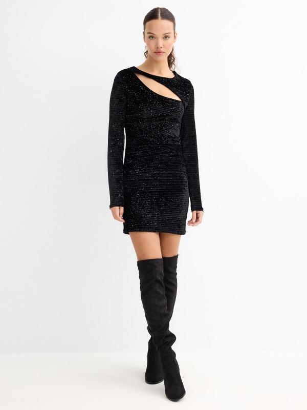 In Side Vestido Terciopelo Drapeado