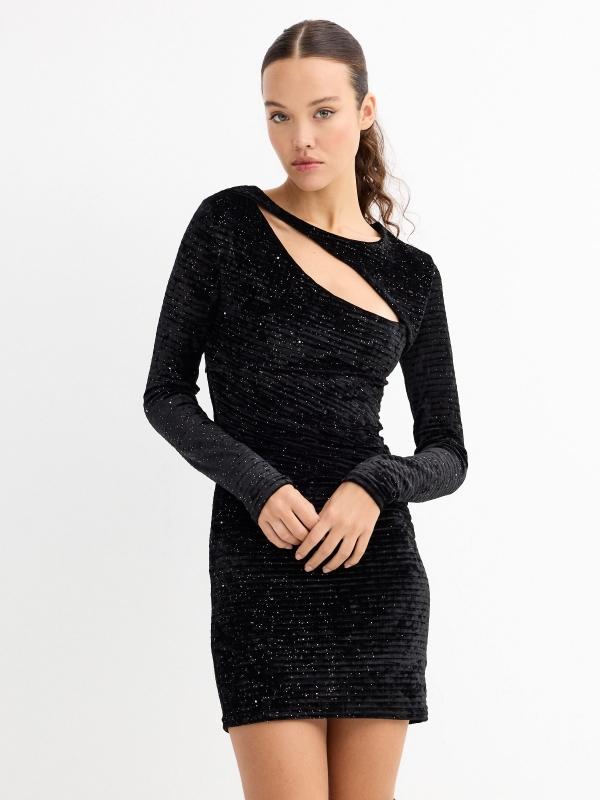 In side Vestido terciopelo drapeado