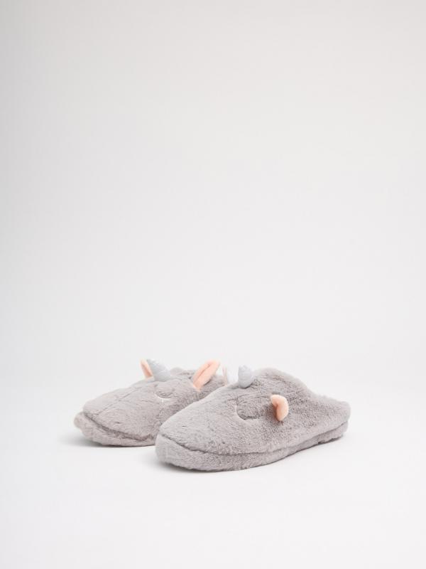 In Side Zapatillas De Casa Unicornio Gris