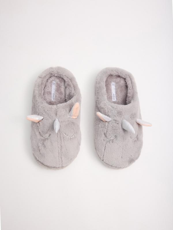 In Side Zapatillas De Casa Unicornio Gris