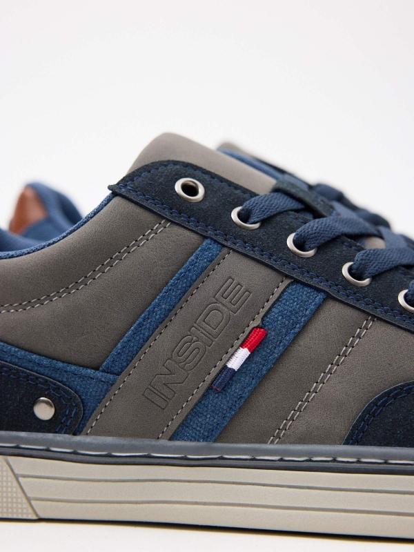 In Side Zapatillasde Polipiel Azul Y Gris
