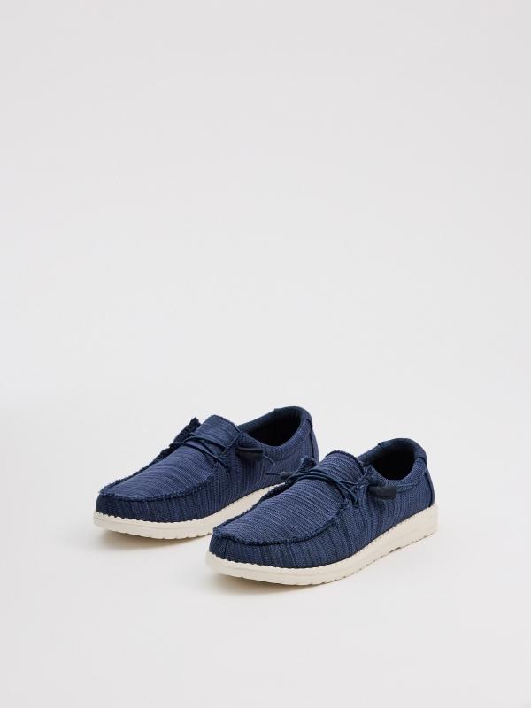 In Side Zapato Wallaby Lona Azul Acero