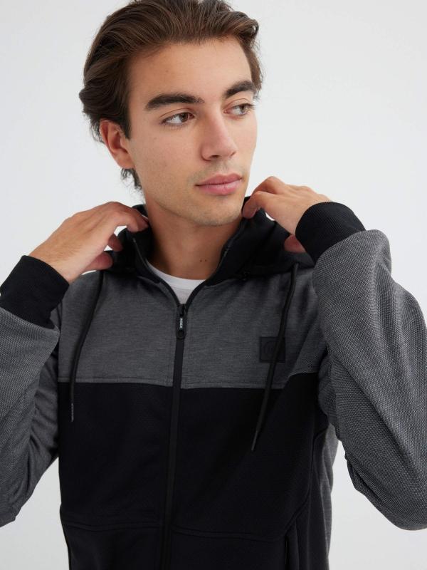 In Side Sudadera Manga Larga Con Capucha Color Block