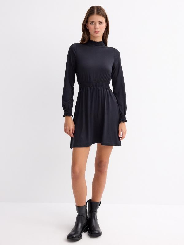 In Side Vestido Mini Manga Larga Vuelo Estampado Flores