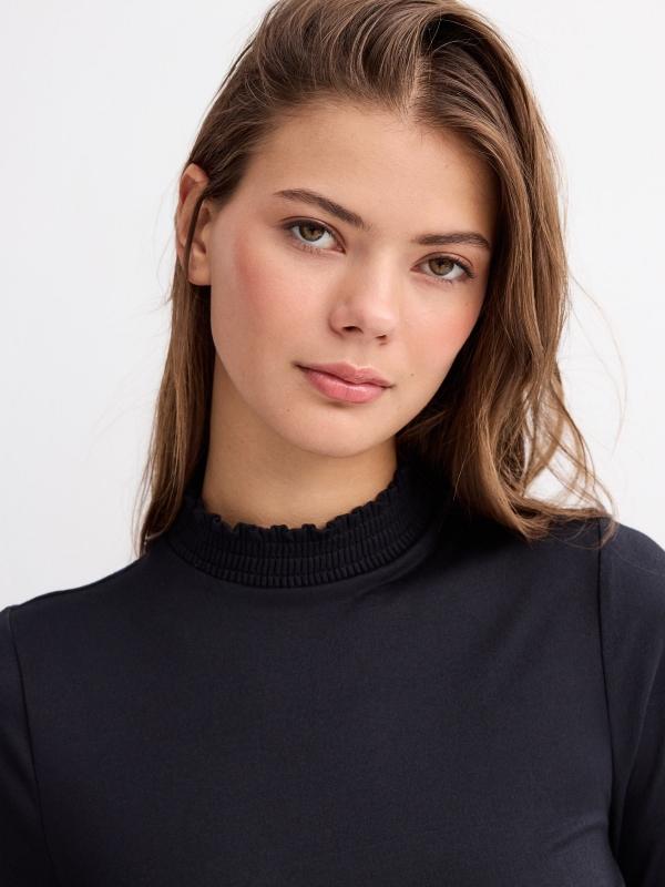 In Side Vestido Mini Manga Larga Vuelo Estampado Flores