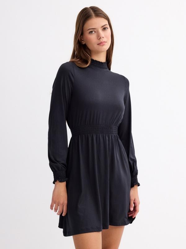 In side Vestido mini manga larga vuelo estampado flores