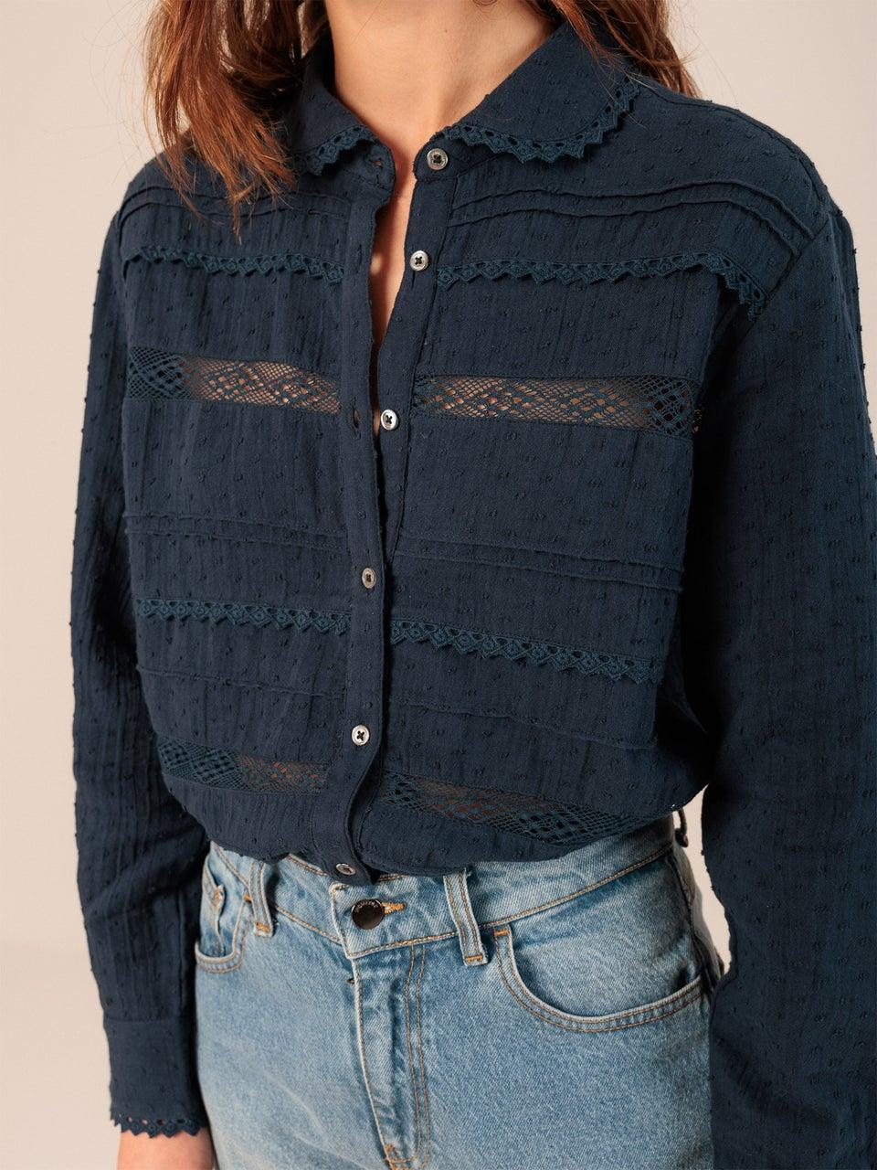 Indi & cold CAMISA DE PLUMETI Y PUNTILLA