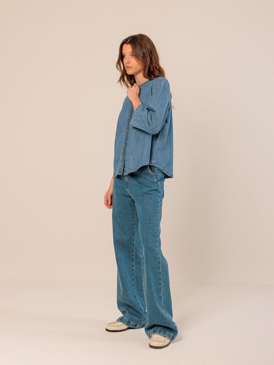 Indi & Cold CAMISA DENIM CUELLO MAO