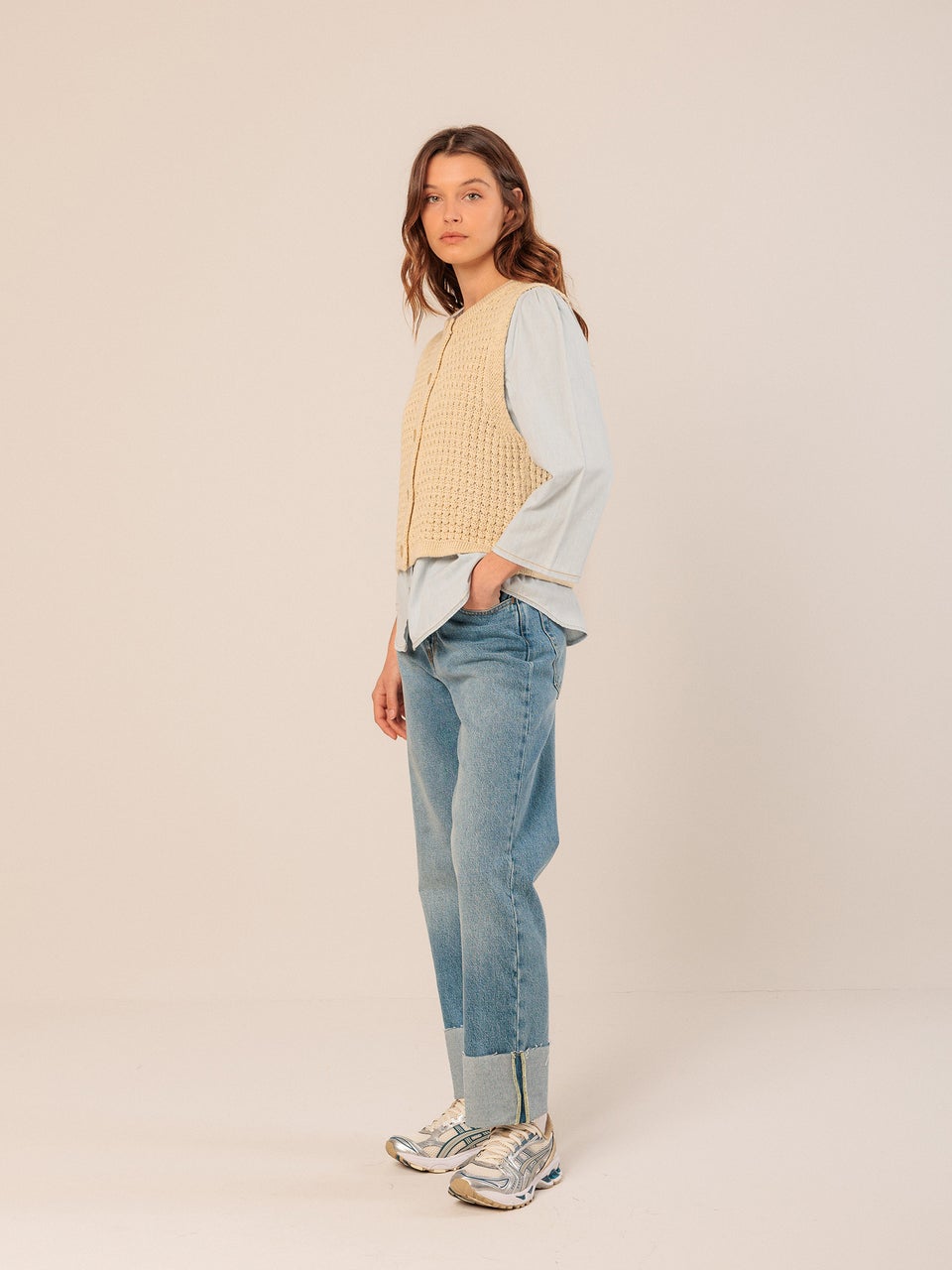 Indi & Cold CAMISA DENIM CUELLO MAO