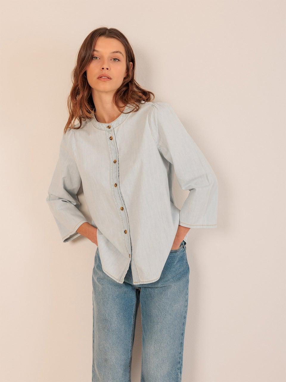 Indi & cold CAMISA DENIM CUELLO MAO