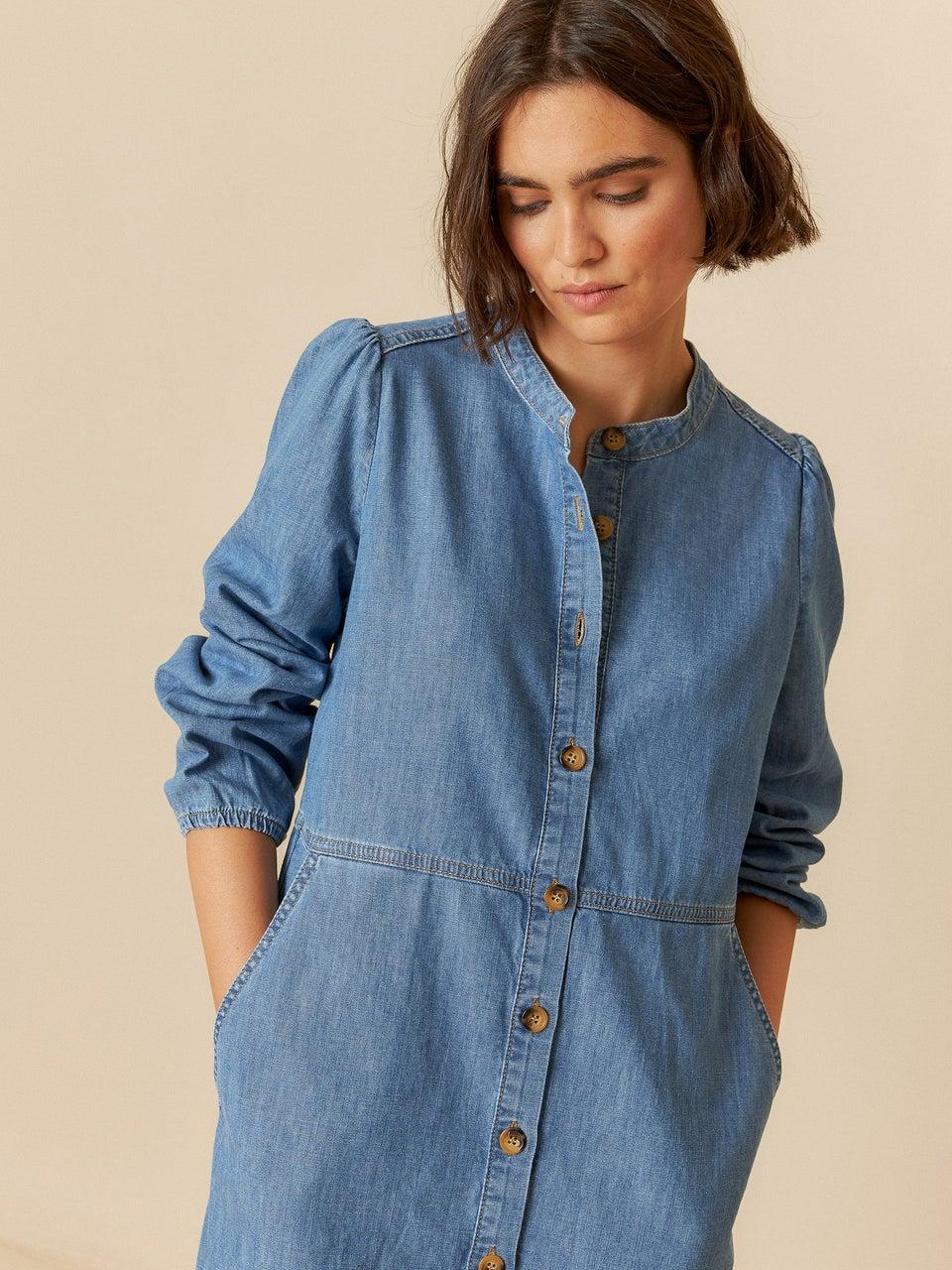 Indi & Cold VESTIDO DENIM LAVADO