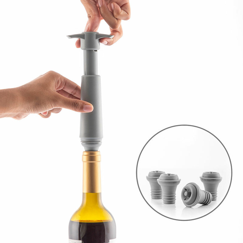 innovagoods Bomba de Vacío y Tapones para Vino Winuum InnovaGoods (4 tapones)