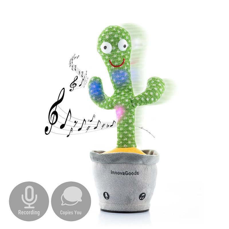 Innovagoods Cactus Bailarín Parlanchín Con Música Y LED Multicolor Pinxi InnovaGoods