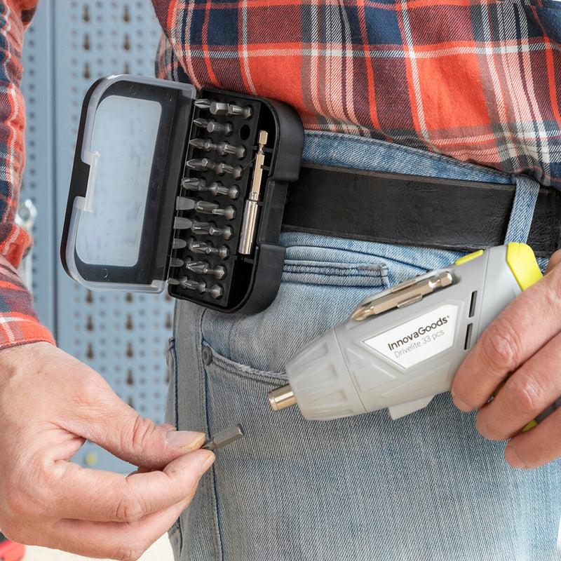 Innovagoods Destornillador Eléctrico Inalámbrico Multiposición Con Accesorios Drivelite InnovaGoods 33 Piezas