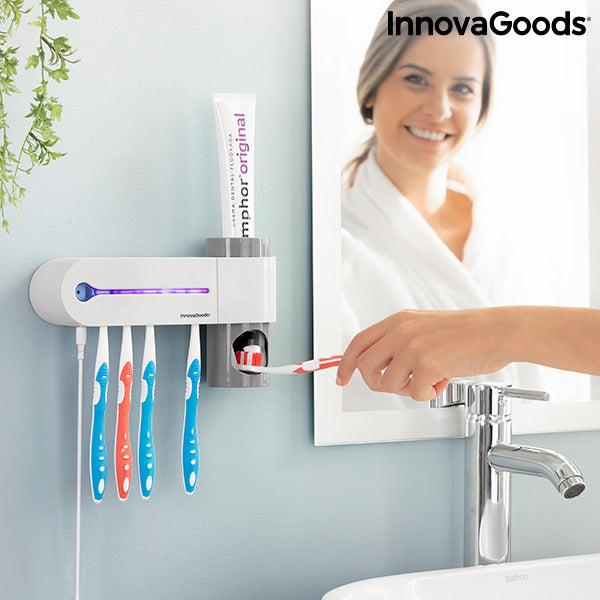 innovagoods Esterilizador UV de Cepillos Dentales con Soporte y Dispensador de Dentífrico Smiluv InnovaGoods