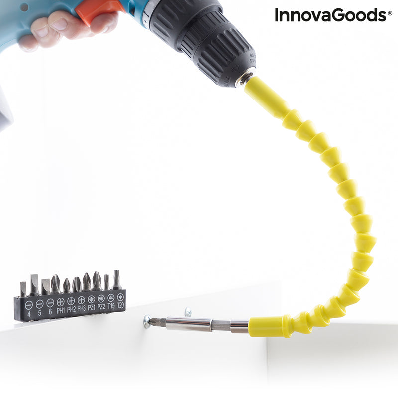 Innovagoods Extensor Flexible Magnético Para Atornillador Con Accesorios Drillex InnovaGoods