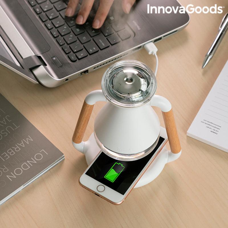 Innovagoods Humidificador Difusor De Aromas Y Cargador Inalámbrico 3 En 1 Misvolt InnovaGoods