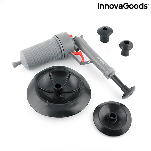 innovagoods Pistola Desatascadora de Aire Comprimido Universal con Adaptadores KlinGun InnovaGoods