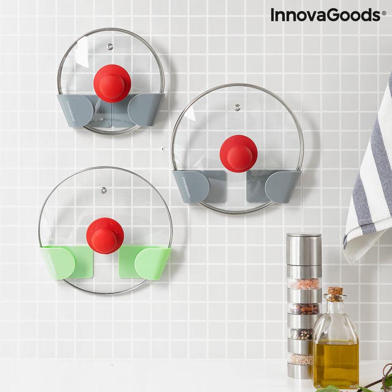 innovagoods Set de 3 Soportes Adhesivos para Tapas de Cocina Smarack InnovaGoods