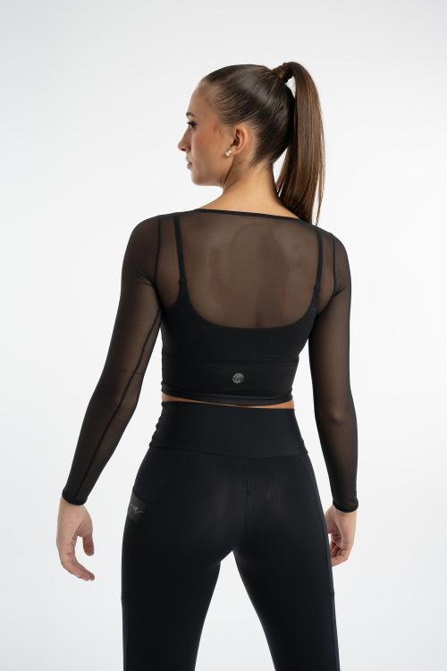 Intermezzo Crop Top Agustina Tejido Red Manga Larga Ajustado Con Cinturilla De Meryl