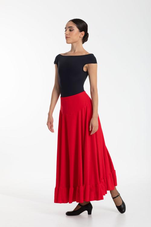 Intermezzo Falda Larga Mujer Flamenco Con Volante De Intermezzo Danza Para Ensayo