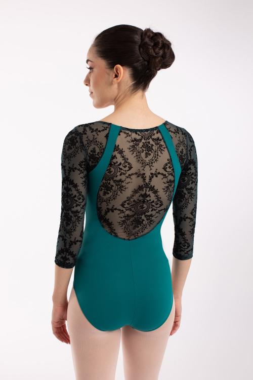 Intermezzo Maillot Manila Manga Larga Con Red Flocada De Intermezzo Ballet Danza