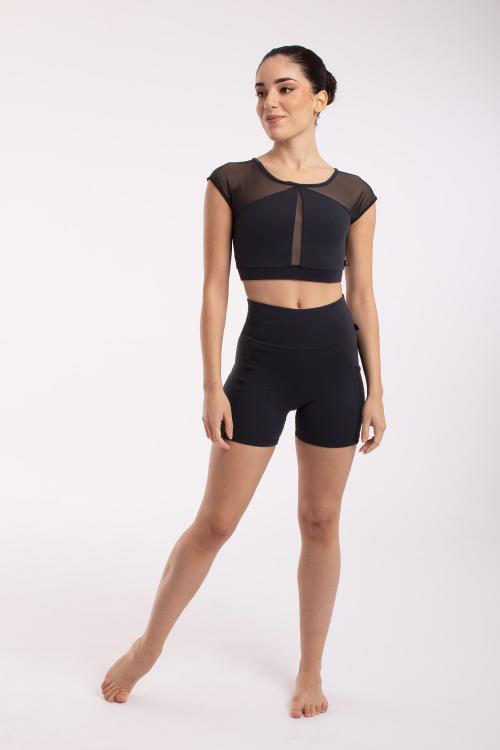 Intermezzo Shorts De Tiro Alto Con Bolsillo Y Banda Lateral De Red Tejido Elástico Supplex®