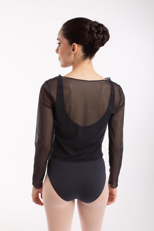 Intermezzo Top Negro Danza Ballet De Manga Larga Transparente Intermezzo
