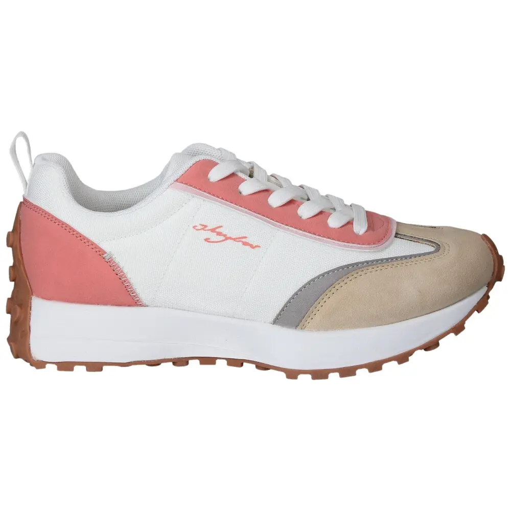 j'hayber Zapatillas Casual de Mujer Chepita Blanco y Coral