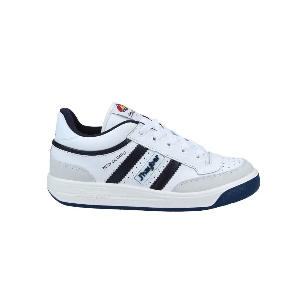j'hayber Zapatillas de Hombre New Olimpo Blanco con detalles en Azul Marino