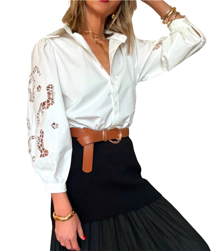 jolie jolie Camisa blanca detalle mangas