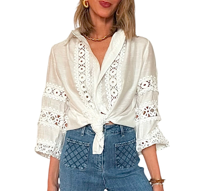 Jolie Jolie Camisa Bordados Blanca