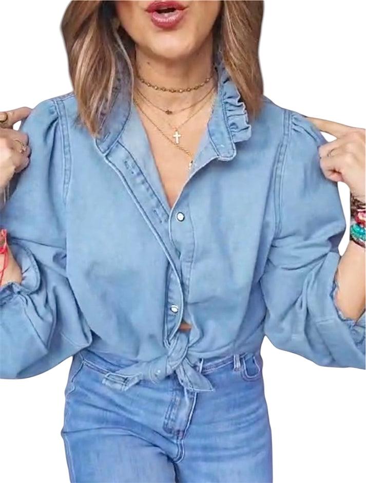 Jolie Jolie Camisa Denim Azul
