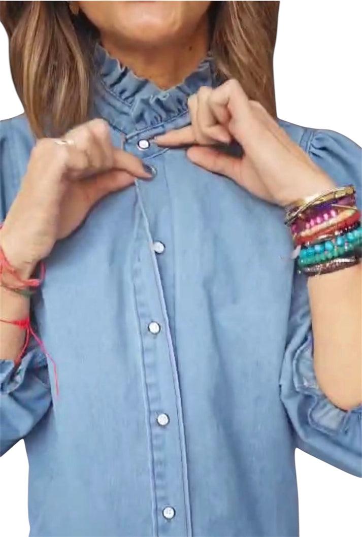 Jolie Jolie Camisa Denim Azul